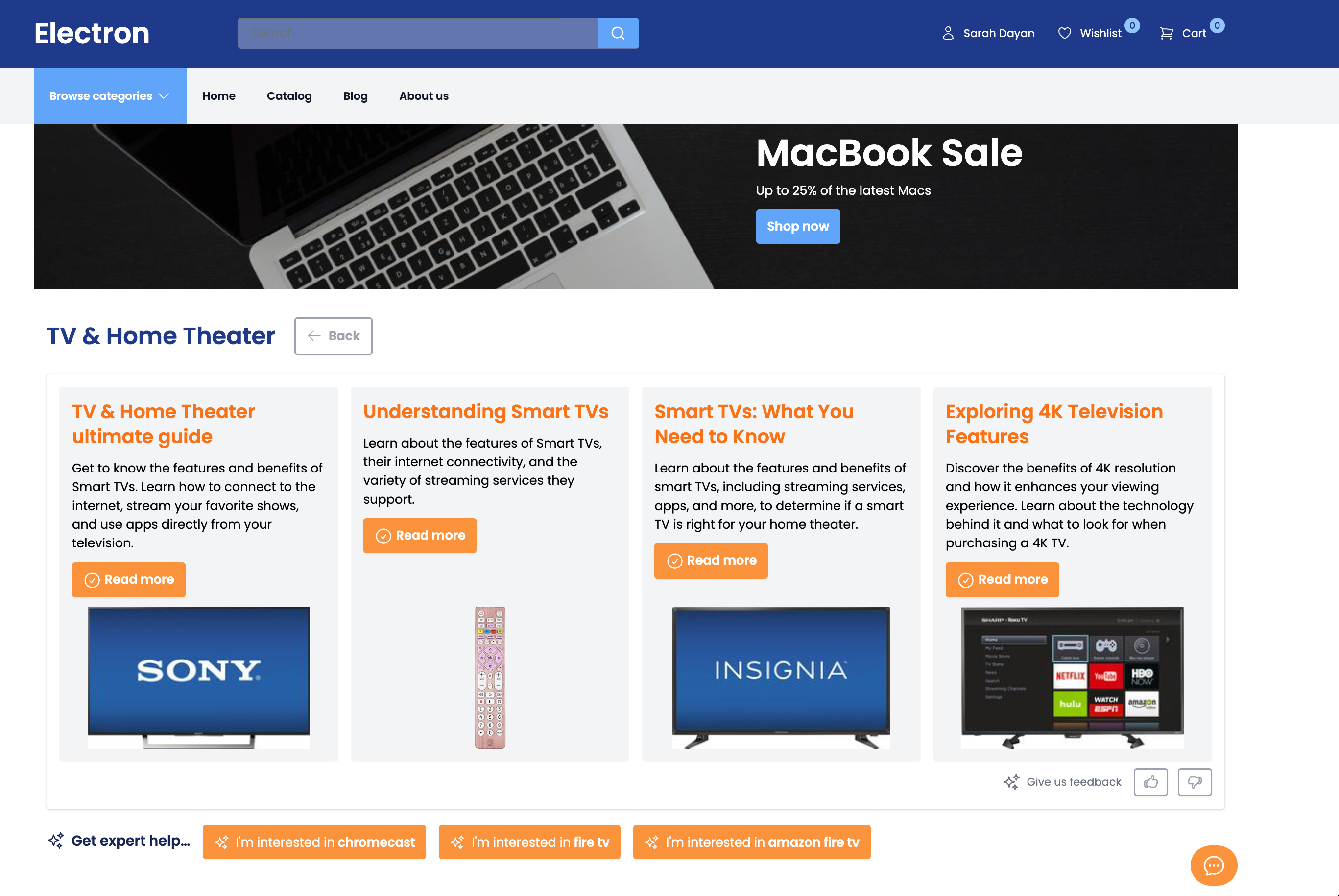 Shopping Guides displayed as headline