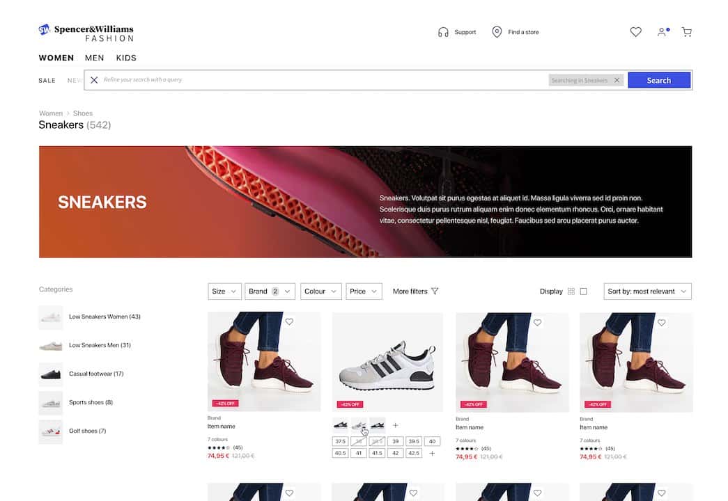 An example category page