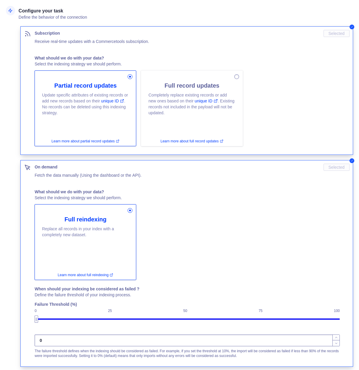 commercetools task form